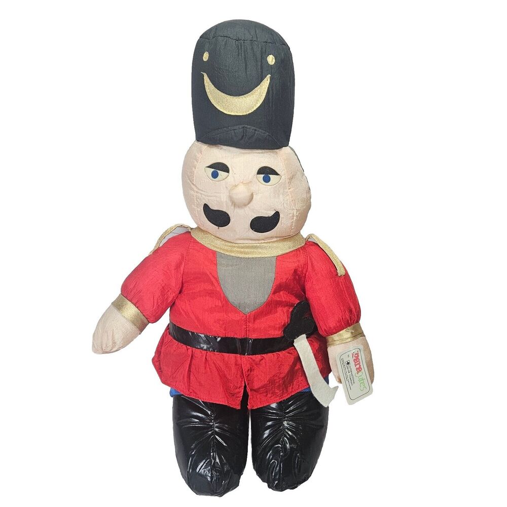 Vintage Christmas Toy Soldier Puffy Plush International Silver Co 20" With Tags